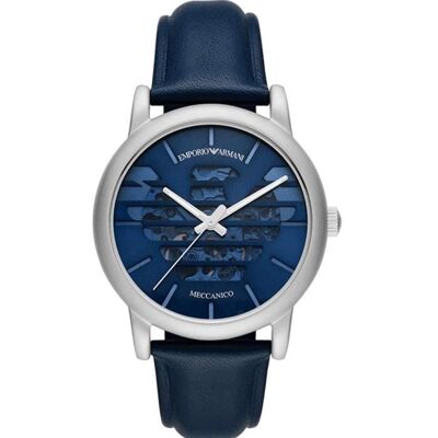 Montre Emporio Armani Luigi Meccanico AR60030 Cadran squelette bleu bracelet cuir Blanc - Publicité Montre Emporio Armani Luigi Meccanico AR60030 Cadran squelette bleu bracelet cuir Blanc - Publicité