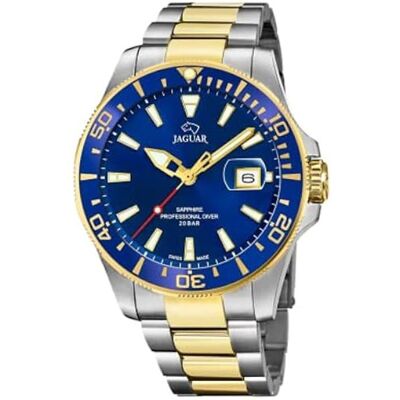 JAGUAR Montre modèle J863 / C de la Collection Executive boîtier Bleu 43 5 mm avec Bracelet en Acier Bicolore pour Homme J863/C Bleu - Publicité JAGUAR Montre modèle J863 / C de la Collection Executive boîtier Bleu 43 5 mm avec Bracelet en Acier Bicolore pour Homme J863/C Bleu - Publicité