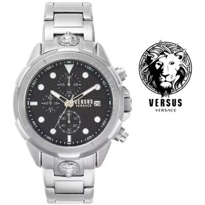 Montre - Versus - VSPLP0419 - Chronographe - Acier inoxydable - Résistante à leau 50m Noir - Publicité Montre - Versus - VSPLP0419 - Chronographe - Acier inoxydable - Résistante à leau 50m Noir - Publicité