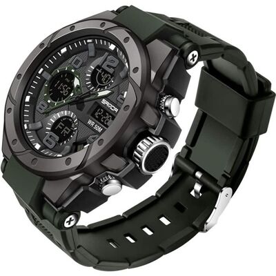 WASDK Sports de plein air militaires Digital Tactical Army LED Chronomètre Montres militaires étanches pour hommes Vert Noir - Publicité WASDK Sports de plein air militaires Digital Tactical Army LED Chronomètre Montres militaires étanches pour hommes Vert Noir - Publicité