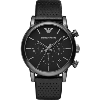 Montre bracelet EMPORIO ARMANI AR1737 - Homme - Quartz - Analogique - Bracelet cuir noir Noir - Publicité Montre bracelet EMPORIO ARMANI AR1737 - Homme - Quartz - Analogique - Bracelet cuir noir Noir - Publicité