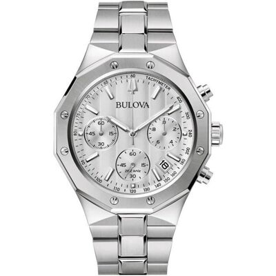Montre - BULOVA - 96B408 - Quartz - Acier inoxydable - 44 mm - Argenté - Publicité Montre - BULOVA - 96B408 - Quartz - Acier inoxydable - 44 mm - Argenté - Publicité