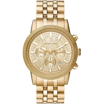 Montre - MICHAEL KORS - Hutton - Chronographe - Acier inoxydable - Or - Publicité Montre - MICHAEL KORS - Hutton - Chronographe - Acier inoxydable - Or - Publicité