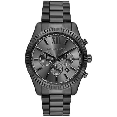 Montre - MICHAEL KORS - Lexington - 45 mm - Chronographe Quartz - Acier Inoxydable Noir - Publicité Montre - MICHAEL KORS - Lexington - 45 mm - Chronographe Quartz - Acier Inoxydable Noir - Publicité