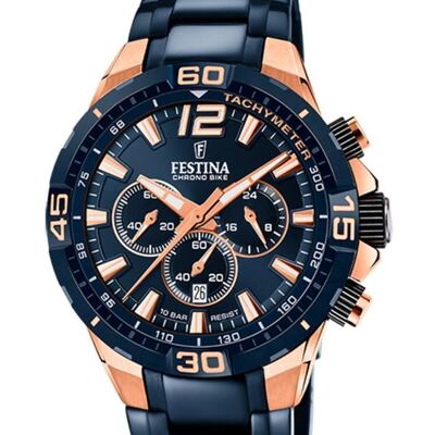 Montre - Festina - F20524/1 - Acier - ChronoBike - Étanche 100m - Cadran bleu et rose Bleu - Publicité Montre - Festina - F20524/1 - Acier - ChronoBike - Étanche 100m - Cadran bleu et rose Bleu - Publicité