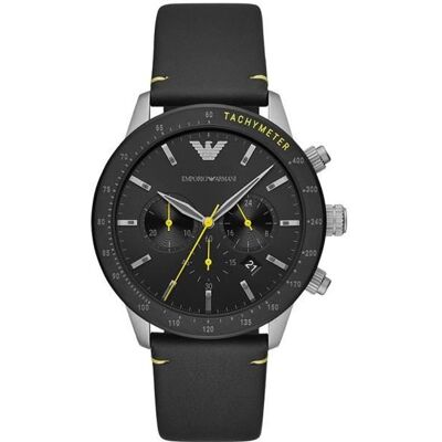 Montre Homme EMPORIO ARMANI - Cuir Noir - Quartz - Verre minéral - Analogique Noir - Publicité Montre Homme EMPORIO ARMANI - Cuir Noir - Quartz - Verre minéral - Analogique Noir - Publicité