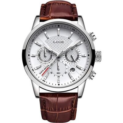 Montre Homme - GUIGUOGUO - Chronographe Étanche - Cuir - Acier Inoxydable - Quartz - Publicité Montre Homme - GUIGUOGUO - Chronographe Étanche - Cuir - Acier Inoxydable - Quartz - Publicité
