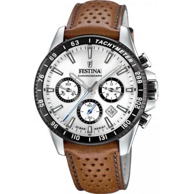 Montre - Festina - F20561/1 - Cuir marron - Chrono Sport - 45mm étanche 10ATM Marron - Publicité Montre - Festina - F20561/1 - Cuir marron - Chrono Sport - 45mm étanche 10ATM Marron - Publicité