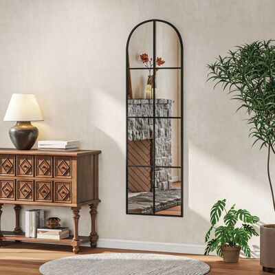 Grand miroir mural ou sur pied - HOMCOM - 40 x 160 cm - fenêtre arquée - cadre en métal film antidéflagrant - noir Noir - Publicité Grand miroir mural ou sur pied - HOMCOM - 40 x 160 cm - fenêtre arquée - cadre en métal film antidéflagrant - noir Noir - Publicité
