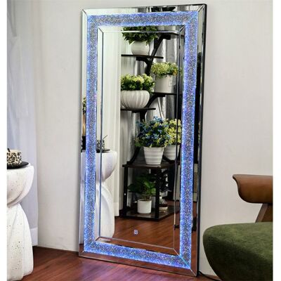 UNHO 120x60cm Grand Miroir Mural Décoratif Rectangulaire avec Bande LED pour Salon Salle de Bain Bleu - Publicité UNHO 120x60cm Grand Miroir Mural Décoratif Rectangulaire avec Bande LED pour Salon Salle de Bain Bleu - Publicité