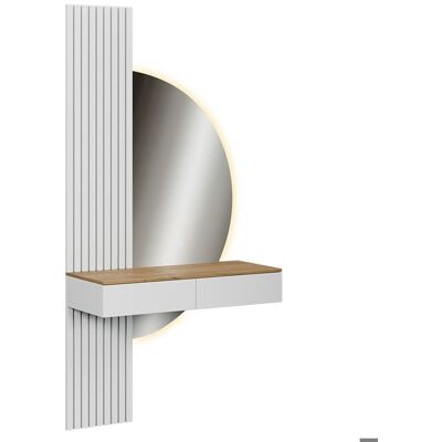 Coiffeuse Melina 100cm avec miroir LED Blanc/Chêne Vicco 58447 Blanc - Publicité Coiffeuse Melina 100cm avec miroir LED Blanc/Chêne Vicco 58447 Blanc - Publicité