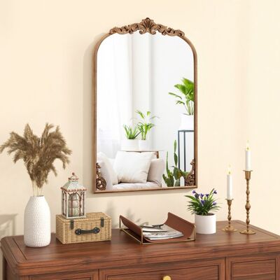 76 x 51 cm Miroir Mural Arqué Vintage COSTWAY Miroir Baroque Antique Doré Cadre en Métal Décoration Intérieure pour Entrée Salon Marron - Publicité 76 x 51 cm Miroir Mural Arqué Vintage COSTWAY Miroir Baroque Antique Doré Cadre en Métal Décoration Intérieure pour Entrée Salon Marron - Publicité