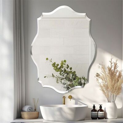UNHO Miroir Mural à Bord Biseauté Sans Cadre - Miroir Décoratif pour Salle de Bain Salon Coiffeuse Chambre Miroir Argenté 50x70cm Blanc - Publicité UNHO Miroir Mural à Bord Biseauté Sans Cadre - Miroir Décoratif pour Salle de Bain Salon Coiffeuse Chambre Miroir Argenté 50x70cm Blanc - Publicité