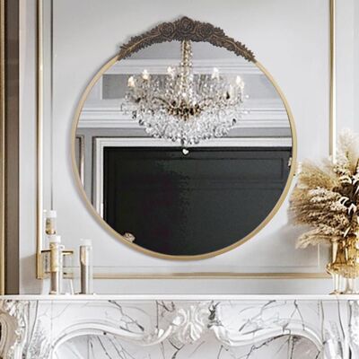 UNHO Miroir Mural Doré Décoratif - 60x62cm Grand Miroir Rond Murale pour Salle de Bain Entrée Salon Chambre - Publicité UNHO Miroir Mural Doré Décoratif - 60x62cm Grand Miroir Rond Murale pour Salle de Bain Entrée Salon Chambre - Publicité