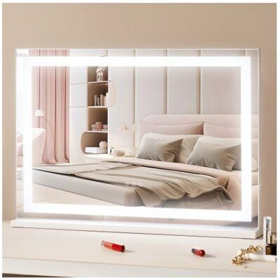 VEVOR Miroir de Maquillage Lumineux 3 Modes Éclairage de Couleur Grand Miroir Cosmétique Studio Lumière LED Miroir Grossissant 5X - Publicité VEVOR Miroir de Maquillage Lumineux 3 Modes Éclairage de Couleur Grand Miroir Cosmétique Studio Lumière LED Miroir Grossissant 5X - Publicité