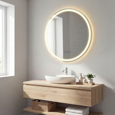 SONGMICS Miroir Mural Rond Anti-buée Luminosité et Température Réglables pour Chambre Coiffeuse 61 cm Blanc Blanc - Publicité SONGMICS Miroir Mural Rond Anti-buée Luminosité et Température Réglables pour Chambre Coiffeuse 61 cm Blanc Blanc - Publicité