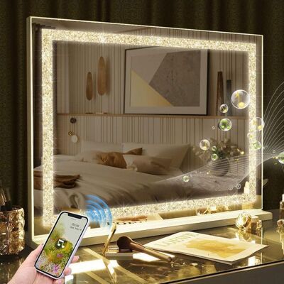 FENCHILIN Miroir Coiffeuse LED lumineux maquillage Mural avec Loupe 3 couleurs 80 x 58 cm Blanc - Publicité FENCHILIN Miroir Coiffeuse LED lumineux maquillage Mural avec Loupe 3 couleurs 80 x 58 cm Blanc - Publicité
