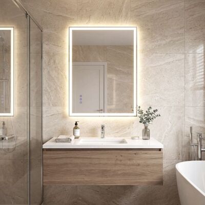 SONGMICS Miroir Mural Rectangulaire Anti-buée et Réglable 707 x 507 cm Blanc Blanc - Publicité SONGMICS Miroir Mural Rectangulaire Anti-buée et Réglable 707 x 507 cm Blanc Blanc - Publicité