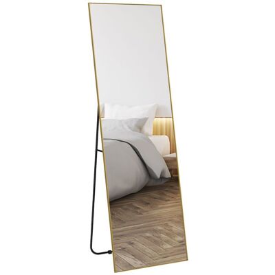Grand miroir pleine longueur - HOMCOM - rectangulaire 50 x 160 cm - montage sur pied mural ou pocé contre mur - doré Jaune - Publicité Grand miroir pleine longueur - HOMCOM - rectangulaire 50 x 160 cm - montage sur pied mural ou pocé contre mur - doré Jaune - Publicité