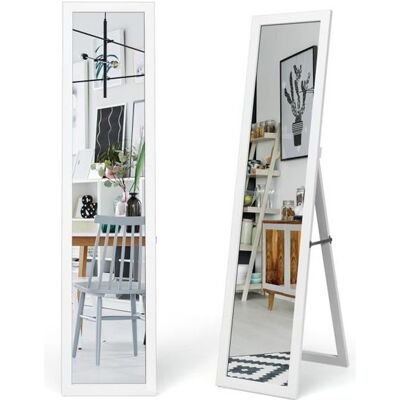 GIANTEX Miroir sur Pied et Mural 155 H X 37L X 50l CM Miroir Rectangulaire Psyché de Chambre Film Antidéflagrant +Cadre en Blanc - Publicité GIANTEX Miroir sur Pied et Mural 155 H X 37L X 50l CM Miroir Rectangulaire Psyché de Chambre Film Antidéflagrant +Cadre en Blanc - Publicité