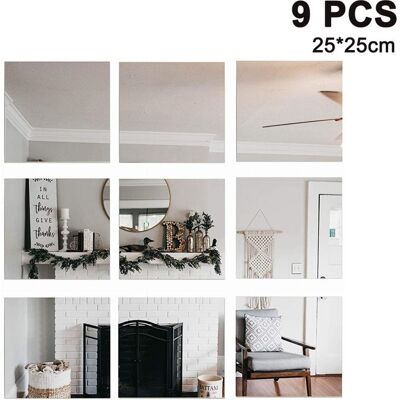 EINEMGELD Miroirs muraux adhesif Pour Salon decoratif Acrylique sûr 25*25CM Transparents pour Salle de Bain Chambre Porte 9 pièces - Publicité EINEMGELD Miroirs muraux adhesif Pour Salon decoratif Acrylique sûr 25*25CM Transparents pour Salle de Bain Chambre Porte 9 pièces - Publicité