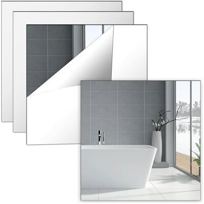 Lot de 4 miroirs muraux en acrylique pleine longueur - Auto-adhésifs-Pour maison entraînement salle de bain couloir - 20 x 20 cm Blanc - Publicité Lot de 4 miroirs muraux en acrylique pleine longueur - Auto-adhésifs-Pour maison entraînement salle de bain couloir - 20 x 20 cm Blanc - Publicité