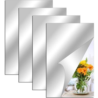 Miroir adhésif mural - 4 pièces - 20x30 cm - Acrylique - Miroir flexible - Installation sans perçage - Publicité Miroir adhésif mural - 4 pièces - 20x30 cm - Acrylique - Miroir flexible - Installation sans perçage - Publicité
