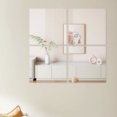 Miroir adhésif mural - AIMOONSA - 20x20 cm - Incassable - Acrylique - Carré - Lot 8 - Publicité Miroir adhésif mural - AIMOONSA - 20x20 cm - Incassable - Acrylique - Carré - Lot 8 - Publicité