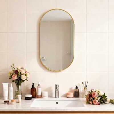 BYTELIKE Miroir ovale 40x60 cm en verre haute qualité anti-éclats pour reflet net et protection optimale Jaune - Publicité BYTELIKE Miroir ovale 40x60 cm en verre haute qualité anti-éclats pour reflet net et protection optimale Jaune - Publicité