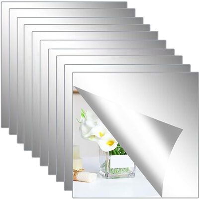 10 Pcs miroirs muraux en acrylique pleine longueur - Auto-adhésifs-Pour maison entraînement salle de sport couloir - 20 x 20 cm Gris - Publicité 10 Pcs miroirs muraux en acrylique pleine longueur - Auto-adhésifs-Pour maison entraînement salle de sport couloir - 20 x 20 cm Gris - Publicité