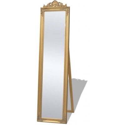 Miroir sur pied - Doré - 160 x 40 cm - Style baroque - Bois massif - Intérieur Marron - Publicité Miroir sur pied - Doré - 160 x 40 cm - Style baroque - Bois massif - Intérieur Marron - Publicité