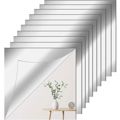 DLZAOAO Lot de 10 miroirs muraux autocollants 20×20 cm — acrylique flexible antidéflagrant Blanc - Publicité DLZAOAO Lot de 10 miroirs muraux autocollants 20×20 cm — acrylique flexible antidéflagrant Blanc - Publicité