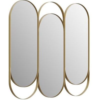 VENTE-UNIQUE Miroir triptyque art déco en métal - L.76 x H. 69.5 cm - Doré - JICHIMI Jaune - Publicité VENTE-UNIQUE Miroir triptyque art déco en métal - L.76 x H. 69.5 cm - Doré - JICHIMI Jaune - Publicité