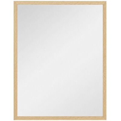 Miroir mural HOMCOM rectangulaire 90 x 70 cm cadre en bois idéal pour la salle de bain salon ou chambre naturel Beige - Publicité Miroir mural HOMCOM rectangulaire 90 x 70 cm cadre en bois idéal pour la salle de bain salon ou chambre naturel Beige - Publicité