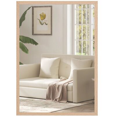 Miroir mural HOMCOM rectangulaire 50 x 70 cm cadre en bois idéal pour la salle de bain salon ou chambre naturel Beige - Publicité Miroir mural HOMCOM rectangulaire 50 x 70 cm cadre en bois idéal pour la salle de bain salon ou chambre naturel Beige - Publicité