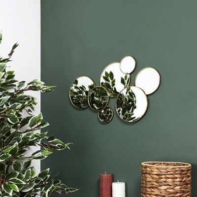 HOME DECO FACTRY Miroir - Home Deco Factory - Doré - Rond - Asymétrique Jaune - Publicité HOME DECO FACTRY Miroir - Home Deco Factory - Doré - Rond - Asymétrique Jaune - Publicité