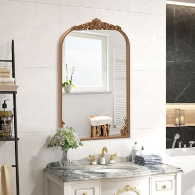 Miroir Mural Doré Antique - RELAX4LIFE - Cadre Baroque Orné - Métal Robuste - 95X66CM - Miroir Arqué Décoratif pour Entrée - Publicité Miroir Mural Doré Antique - RELAX4LIFE - Cadre Baroque Orné - Métal Robuste - 95X66CM - Miroir Arqué Décoratif pour Entrée - Publicité