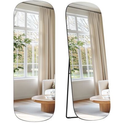 SONGMICS Miroir sur Pied Pleine Longueur 160 x 50 cm avec Coins Arrondis en Verre de Qualité Cadre en Aluminium Noir dEncre Noir - Publicité SONGMICS Miroir sur Pied Pleine Longueur 160 x 50 cm avec Coins Arrondis en Verre de Qualité Cadre en Aluminium Noir dEncre Noir - Publicité