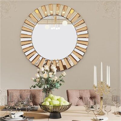 Miroir Mural Rond Entrée - 80cm Grand Miroir Décoration Murale Miroir Suspendu Décoratif pour Salon Chambre - Publicité Miroir Mural Rond Entrée - 80cm Grand Miroir Décoration Murale Miroir Suspendu Décoratif pour Salon Chambre - Publicité