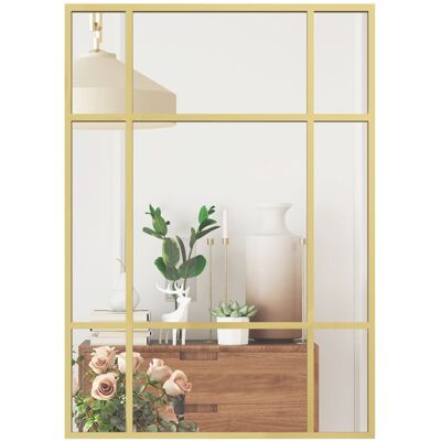 Miroir mural HOMCOM verrière rectangulaire style fenêtre horizontal ou vertical avec 4 crochets en métal doré - 50x70cm Jaune - Publicité Miroir mural HOMCOM verrière rectangulaire style fenêtre horizontal ou vertical avec 4 crochets en métal doré - 50x70cm Jaune - Publicité