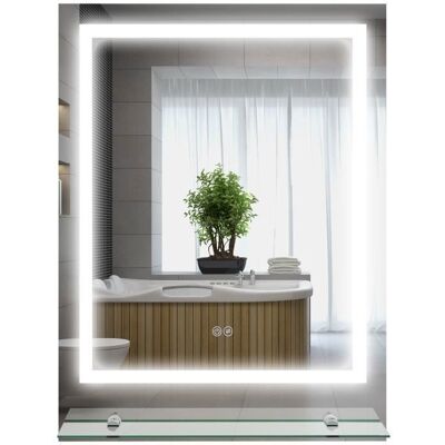 KLEANKIN Miroir lumineux LED 43W antibué réglable interrupteur tactile étagère intégrée 60L x 14P x 80H cm - Publicité KLEANKIN Miroir lumineux LED 43W antibué réglable interrupteur tactile étagère intégrée 60L x 14P x 80H cm - Publicité