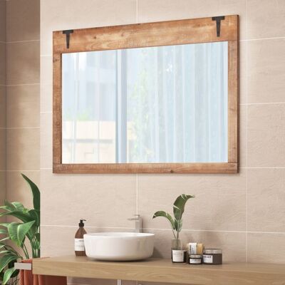 100 x 70 CM Miroir Mural Rectangulaire COSTWAY Cadre en Bois Suspension Verticale Horizontale Miroir Décoratif pour Salle de Bain - Publicité 100 x 70 CM Miroir Mural Rectangulaire COSTWAY Cadre en Bois Suspension Verticale Horizontale Miroir Décoratif pour Salle de Bain - Publicité