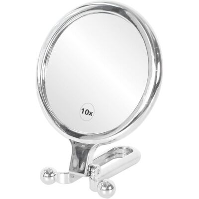 Miroir à Main - Non spécifié - Miroir Grossissant 1X/10X - Pliable - Portable - 360° Rotatif Gris - Publicité Miroir à Main - Non spécifié - Miroir Grossissant 1X/10X - Pliable - Portable - 360° Rotatif Gris - Publicité