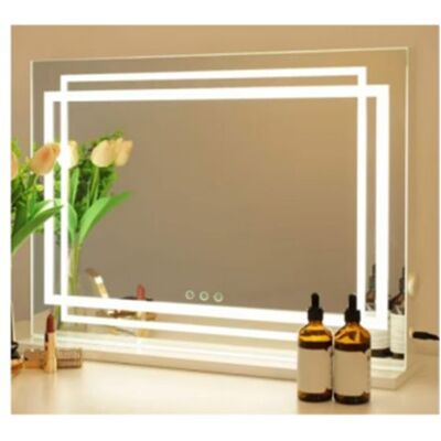 Miroir de Maquillage 58 x 46 cm COSTWAY 3 Éclairage Réglable Contrôle Tactile Miroir LED Hollywood pour Coiffeuse Bureau Chambre Blanc - Publicité Miroir de Maquillage 58 x 46 cm COSTWAY 3 Éclairage Réglable Contrôle Tactile Miroir LED Hollywood pour Coiffeuse Bureau Chambre Blanc - Publicité