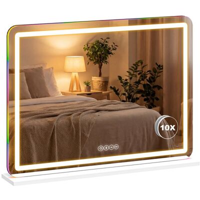 Miroir maquillage - HOMCOM - LED dimmable lumière RGB 3 températures de couleur contrôle tactile - 80x60cm - verre - blanc Blanc - Publicité Miroir maquillage - HOMCOM - LED dimmable lumière RGB 3 températures de couleur contrôle tactile - 80x60cm - verre - blanc Blanc - Publicité