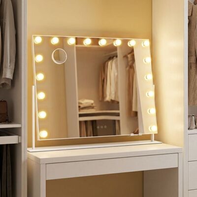 SONGMICS Miroir de Maquillage avec Ports de Charge 18 Ampoules Miroir Grossissant 80 x 60 cm Blanc Blanc - Publicité SONGMICS Miroir de Maquillage avec Ports de Charge 18 Ampoules Miroir Grossissant 80 x 60 cm Blanc Blanc - Publicité