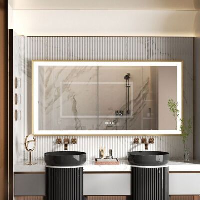 UNHO Miroir Salle de Bain LED Ractangulaire avec Éclairage Miroir Lumineux Mural 120x60cm Intégré Antibuée IP56 Cadre Doré Jaune - Publicité UNHO Miroir Salle de Bain LED Ractangulaire avec Éclairage Miroir Lumineux Mural 120x60cm Intégré Antibuée IP56 Cadre Doré Jaune - Publicité