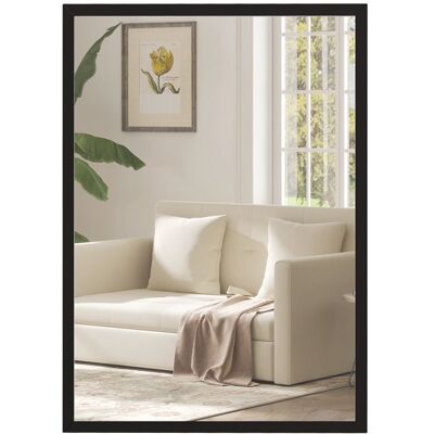 Miroir mural HOMCOM rectangulaire 50 x 70 cm cadre en bois noir idéal pour la salle de bain salon ou chambre Noir - Publicité Miroir mural HOMCOM rectangulaire 50 x 70 cm cadre en bois noir idéal pour la salle de bain salon ou chambre Noir - Publicité