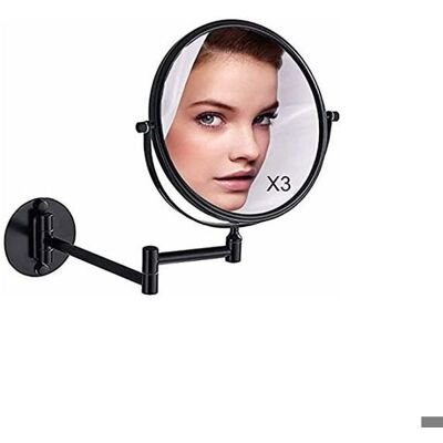 Miroir grossissant mural - Double face - Diamètre 20 cm - Pivotant à 360° - Bras extensible - Finition mate Noir - Publicité Miroir grossissant mural - Double face - Diamètre 20 cm - Pivotant à 360° - Bras extensible - Finition mate Noir - Publicité