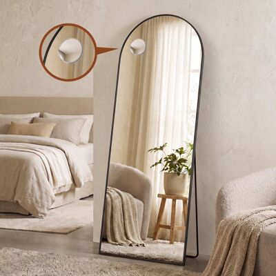 SONGMICS Grand Miroir sur Pied avec Miroir Grossissant Verre Trempé Arqué Coins Droits 160 x 50 cm Noir Noir - Publicité SONGMICS Grand Miroir sur Pied avec Miroir Grossissant Verre Trempé Arqué Coins Droits 160 x 50 cm Noir Noir - Publicité